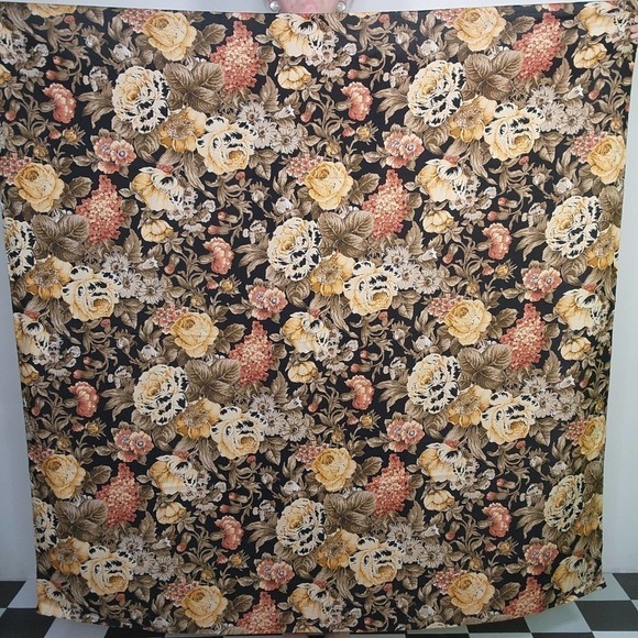 Vintage 2 Piece Brown with Black Floral Skirt & Square Shawl Set - Picture 7 of 7